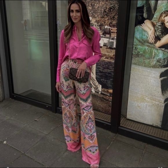 Zara Pants - Zara printed wide leg pants